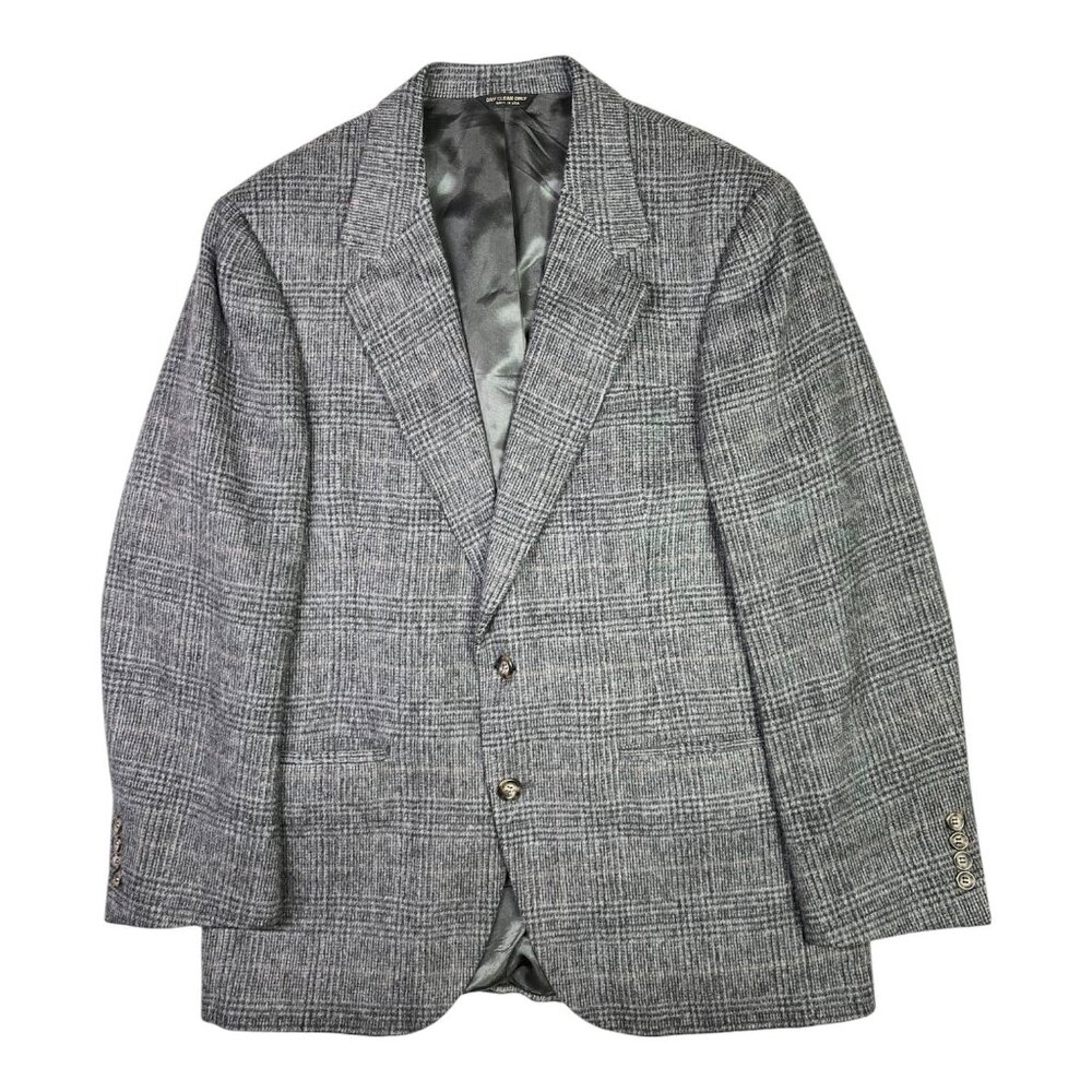 Vintage PBM Union Made Camel Hair Blazer Jacket Grey Plaid